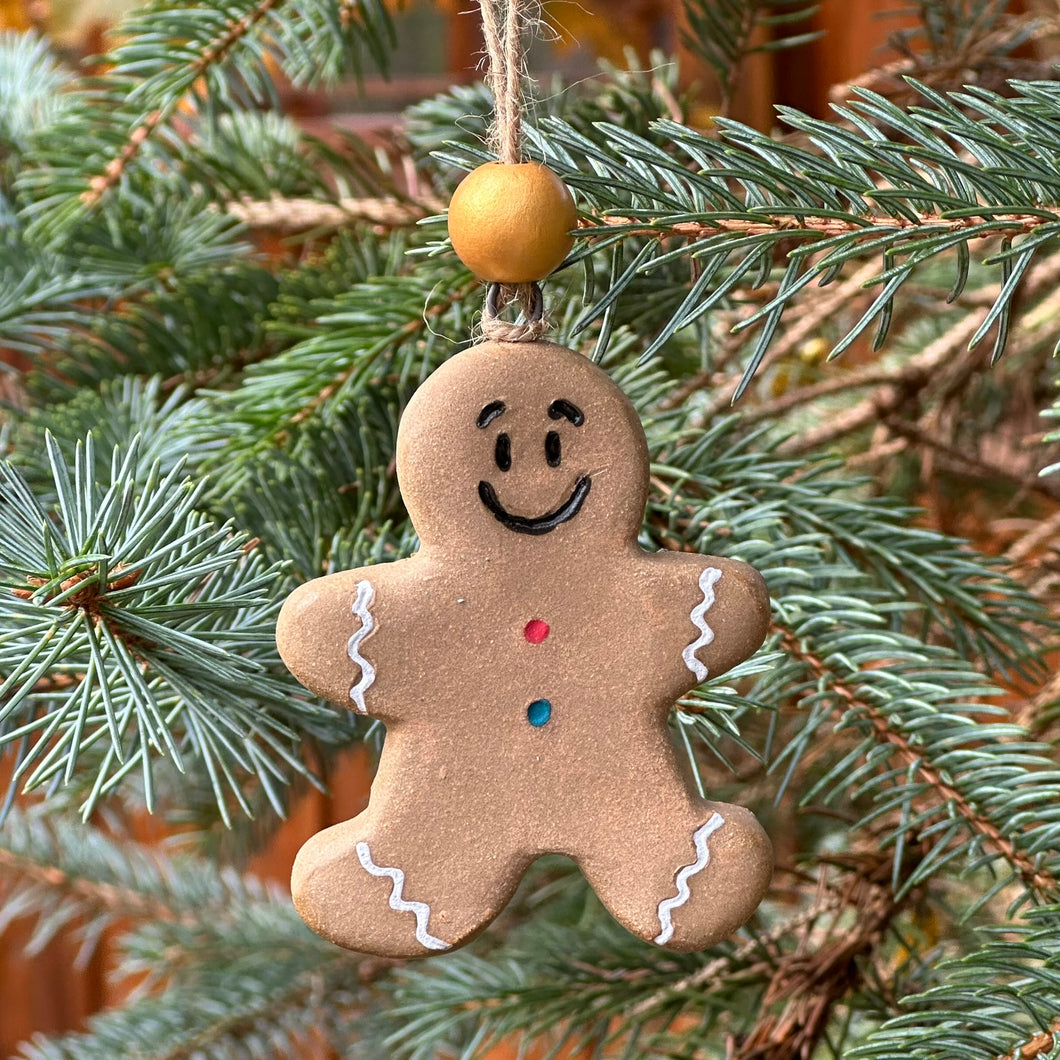 Christmas Ornament - Gingerbread Man (gold bead)