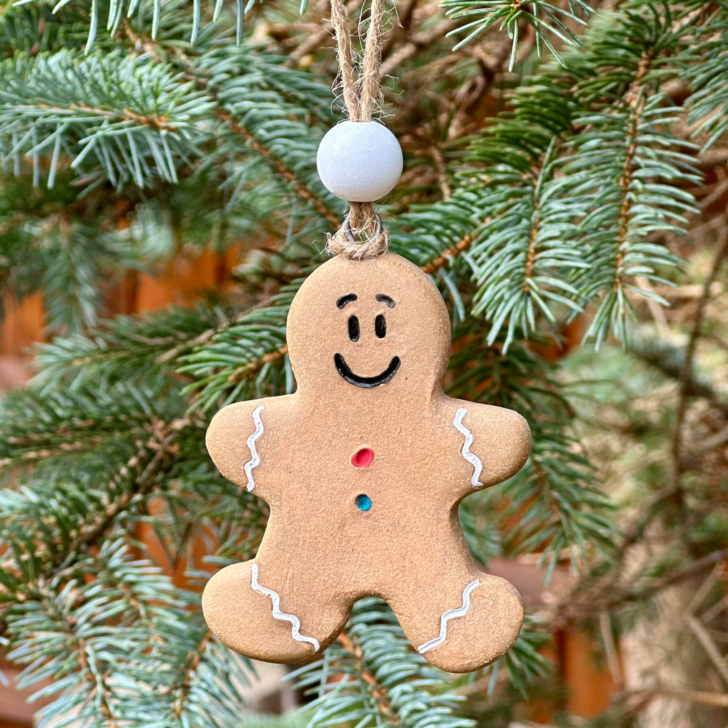 Christmas Ornament - Gingerbread Man (white bead)