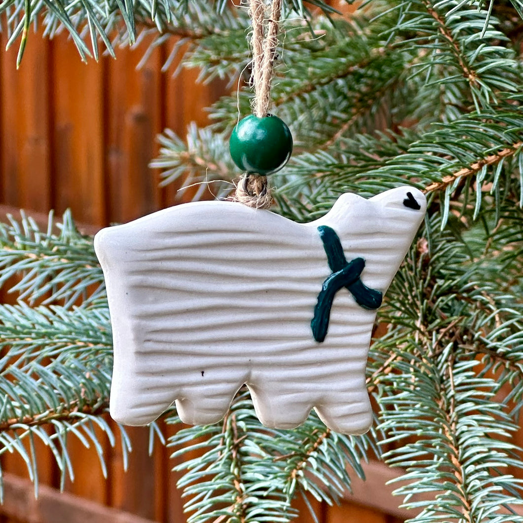 Christmas Ornament -Polar Bear (green)